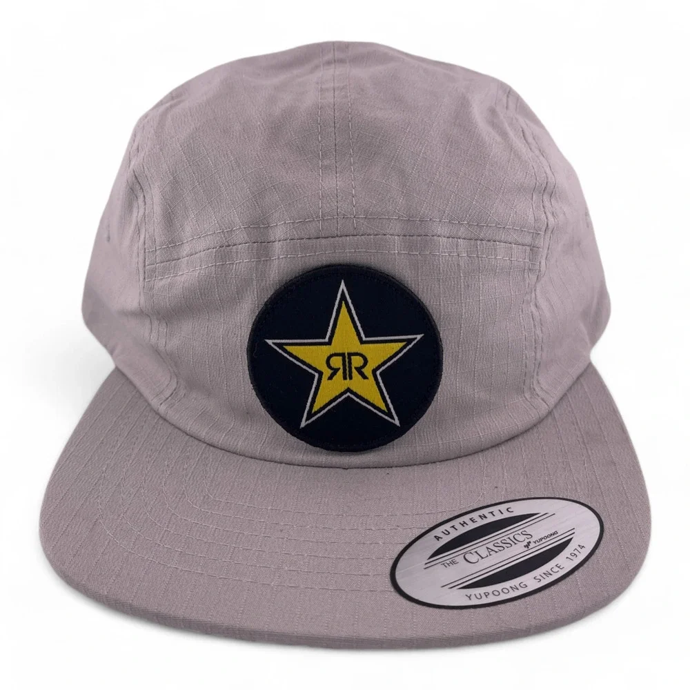 Yupoong Rockstar Energy Drink Star Logo Grey 5-Panel Adjustable Strapback Hat‎
